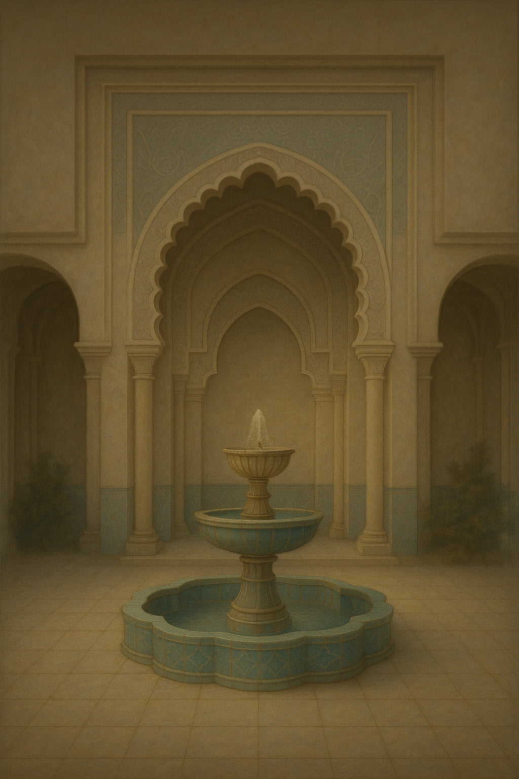Turquoise Fountain, Modern Abstract