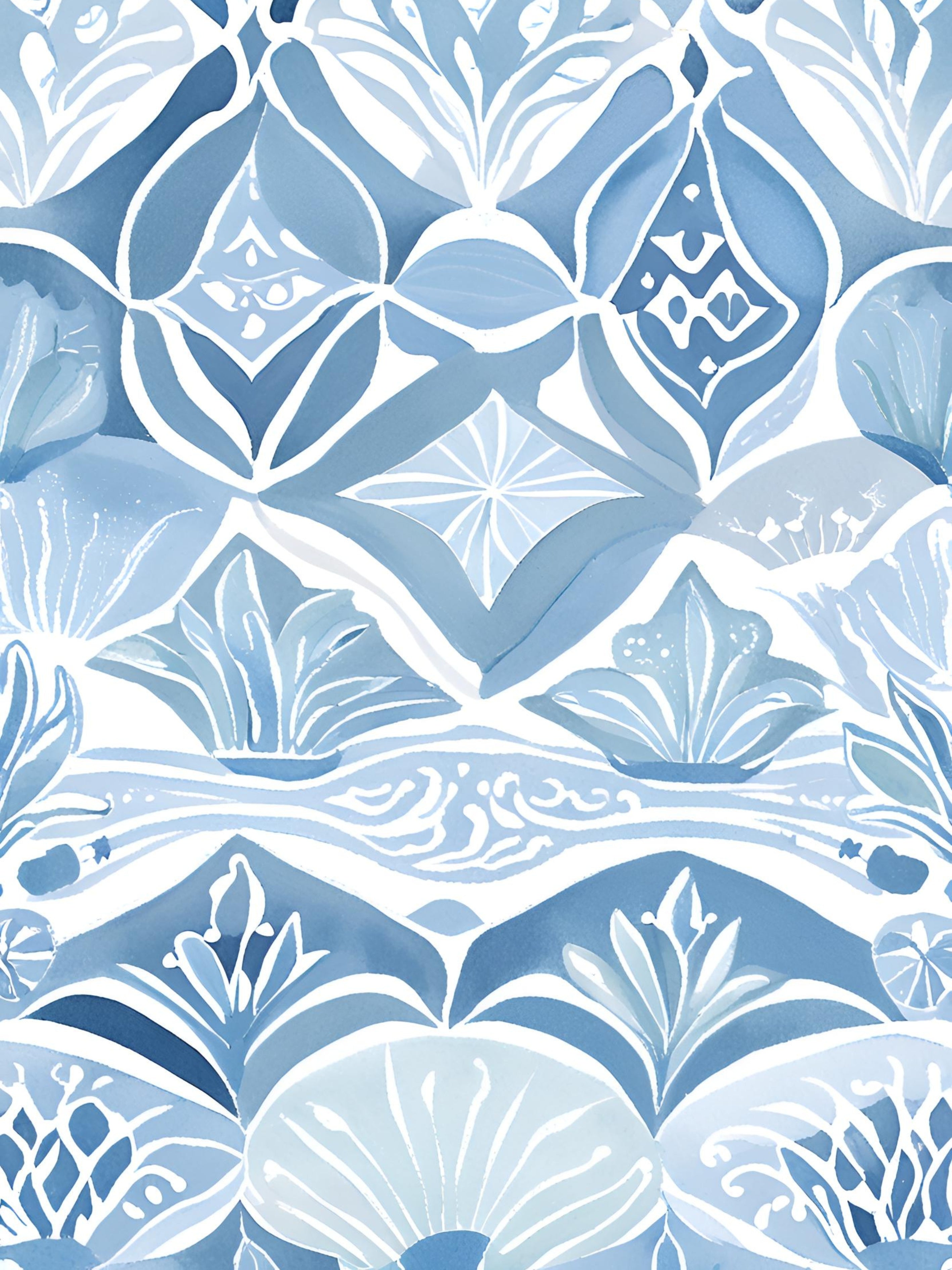 Turquoise Bloemen Modern Kalm