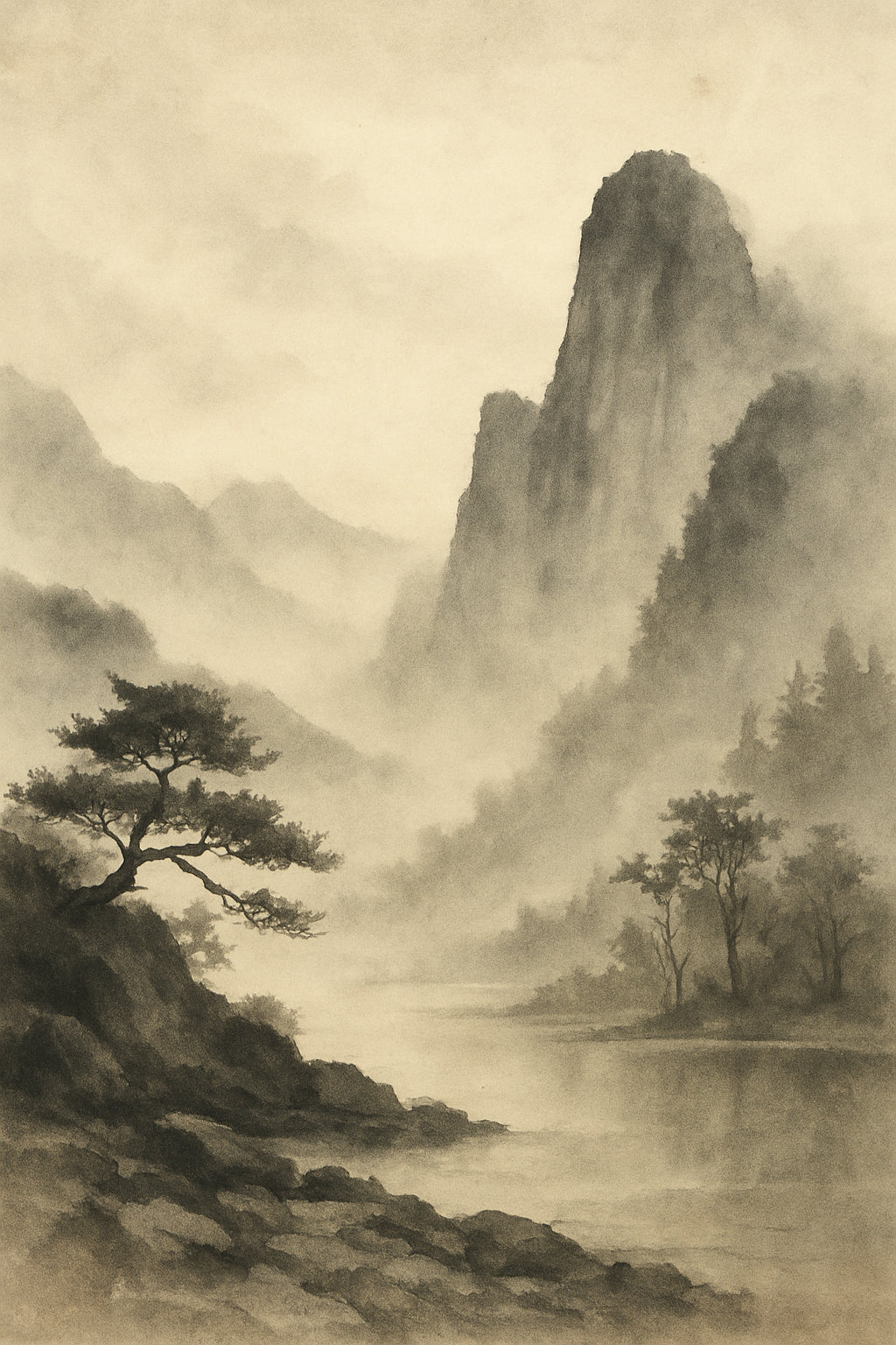 Sepia Horizon Calm Abstract